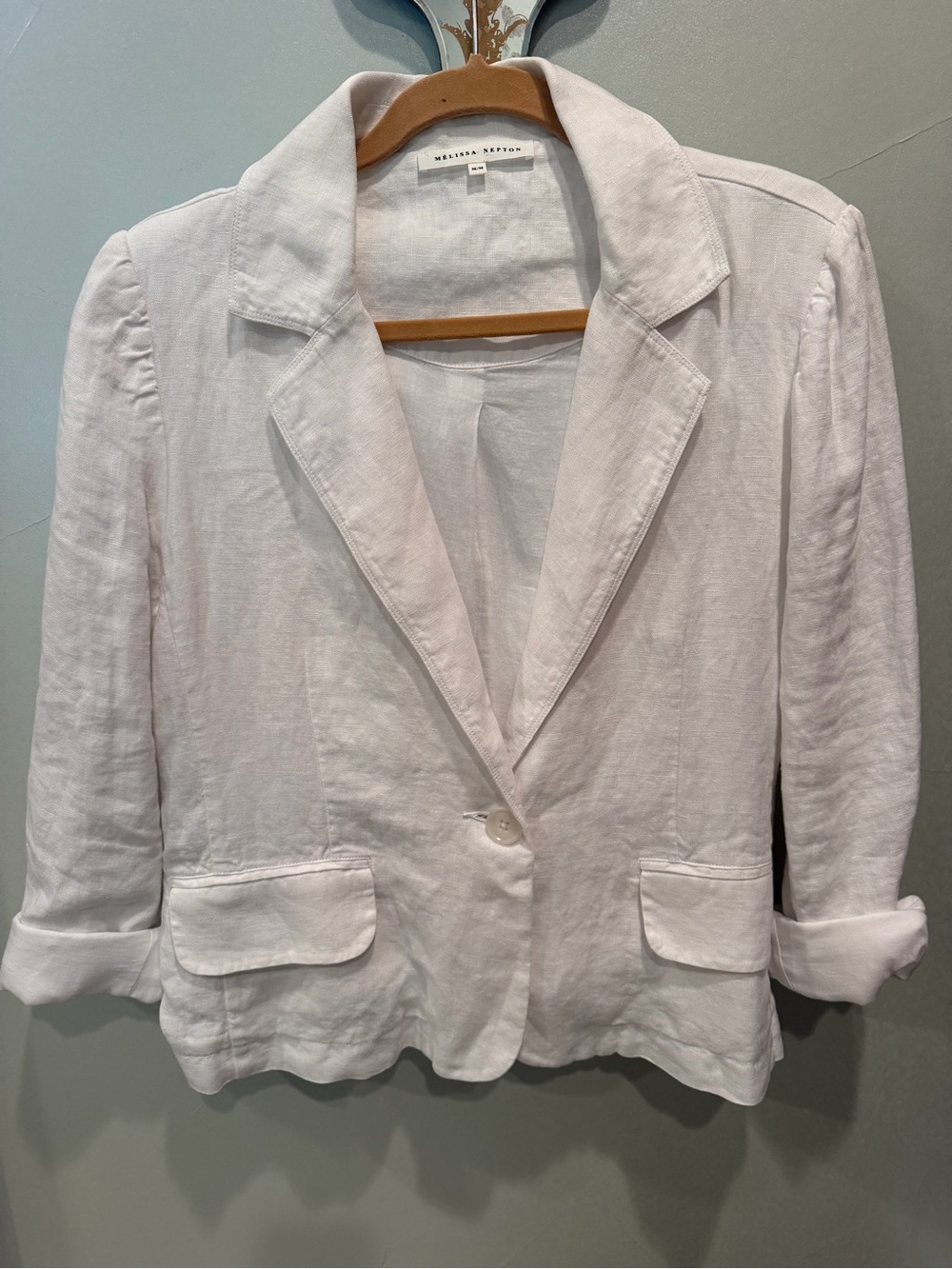 Classic White Linen Jacket and Cargo Pants for Women - Picture 2 of 8